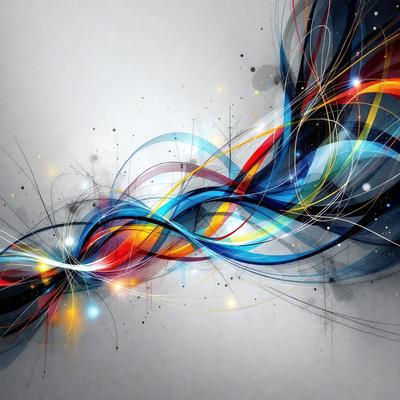 The primary subject of the image is a colorful, abstract design featuring a mix of blue, red, yellow, and orange colors. The design is displayed on a white background, giving it a clean and modern appearance. The visual style of the image is a combination of digital art and illustration, creating a vibrant and dynamic composition. The colors and mood of the image are lively and energetic, with the bright colors evoking a sense of energy and excitement.